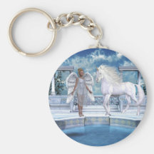 Scène merveilleuse de licorne d'ange porte-clef