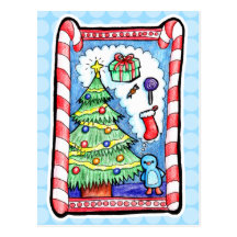 Scène tirée par la main de Noël Carte Postale