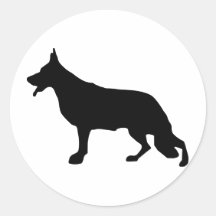 Schäferhund-Hundeschwarzes Round Sticker