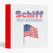 Schiff for Congress Patriotic American Flag Design 3 Ring Binder