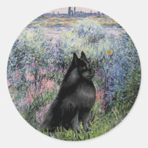 Schipperke 6 - By the Seine Round Stickers