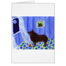 schipperke senses smiling moon greeting card