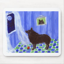 schipperke senses smiling moon mouse pad