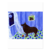 schipperke senses smiling moon post cards
