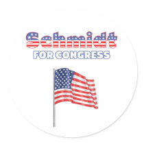 Schmidt for Congress Patriotic American Flag Round Sticker