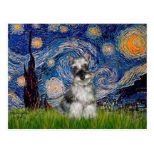 Schnauzer 1 - Starry Night Postcard