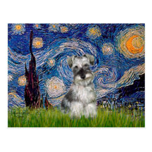 Schnauzer 1N - Starry Night Post Cards