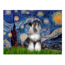 Schnauzer 6N - Starry Night Postcard