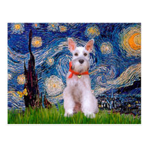 Schnauzer 9 - Starry Night Post Card