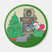 schnauzer santas fridge magnet