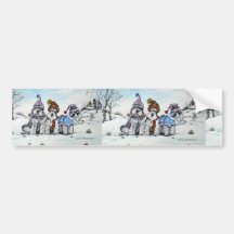 Schnauzers en hiver adhésifs pour voiture