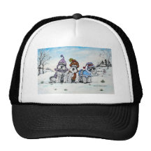 Schnauzers in Winter Mesh Hats
