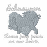 Schnauzers Leave Paw Prints Pink embroidered shirts