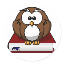 Scholarily Owl Round Sticker