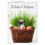 Schöni Oschtere Easter pug puppy greeting card