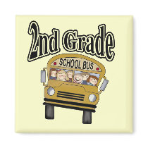 School Bus 2nd Grade Tshirts and Gifts Magnets