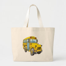 School Bus Cartoon Canvas Bag