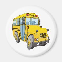 School Bus Cartoon Refrigerator Magnet