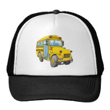 School Bus Cartoon Trucker Hat