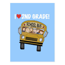 School Bus Love 2nd Grade Post Cards