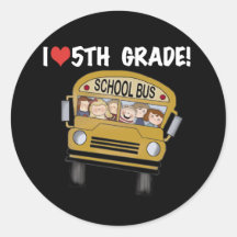 School Bus Love 5th Grade Sticker