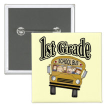 School Bus with Kids 1st Grade Tshirts and Gifts Button