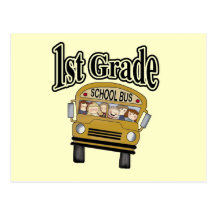 School Bus with Kids 1st Grade Tshirts and Gifts Post Card