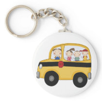 School Bus with Kids T-shirts and Gifts Key Chain