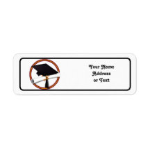 School Colours Red & Gold Grad Cap w/Diploma Return Address Label