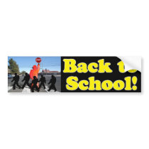 School Crossing Guard Scene Bumper Sticker