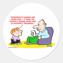 school grades down austerity program round sticker