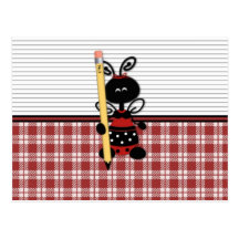 School Ladybug with Pencil Post Cards