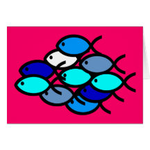 School of Christian Fish Symbols - Blue and Aqua Card