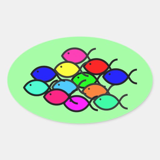 School of Rainbow Fish Symbols Stickers