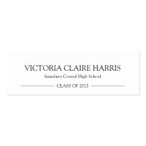School pride graduation insert name card black business cards