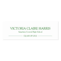 School pride graduation insert name card green business cards