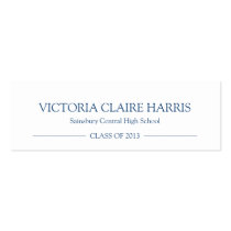 School pride graduation insert name card navy blue business cards