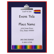 School Teacher Crayon Clipboard Event Flyer