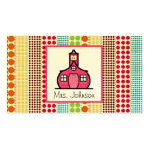 Schoolhouse Multicolor Polka Dots Teacher Business Card
