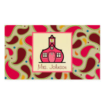 Schoolhouse Paisley Teacher Business Cards