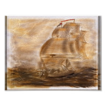 Schooner And Vintage Map Art Photo