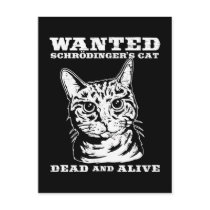 Schrodinger's cat wanted dead or alive post card
