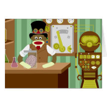 Scientifique de Steampunk de singe de chaussette Carte