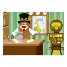 Scientifique de Steampunk de singe de chaussette Cartons D'invitation