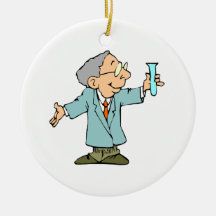 Scientist Nerd in Lab Coat With Test Tube Christmas Tree Ornaments