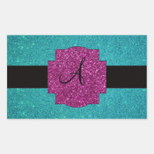 Scintillement de turquoise de monogramme adhésif