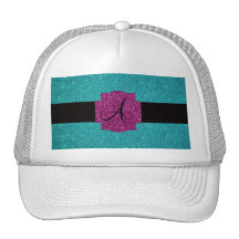 Scintillement de turquoise de monogramme casquette de camionneur
