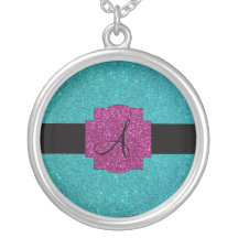 Scintillement de turquoise de monogramme colliers personnalisés