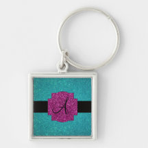 Scintillement de turquoise de monogramme porte-clés