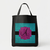 Scintillement de turquoise de monogramme sac